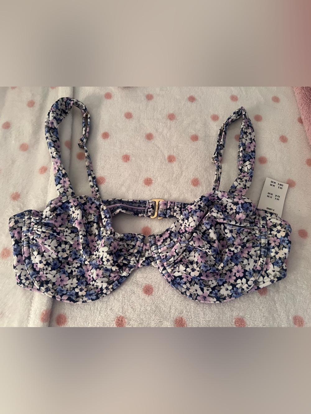 Hollister Floral Underwire Bikini Top in Lavender & Navy